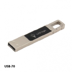 Sliver Metal Light-Up USB Flash Drive with Hook